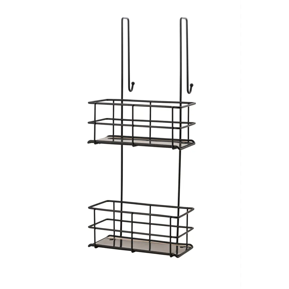 Полка для душевой кабины Swensa Caddy SWR-1006 двухъярусная металл цвет чёрный STLM-2057300