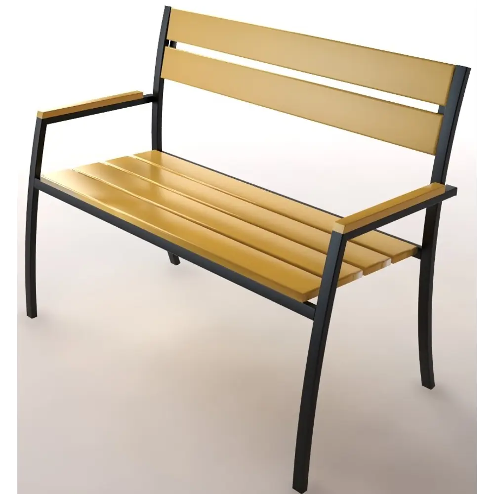 Скамья садовая разборная Garden113х56х85,6 см сталь/дерево желтая Santreyd STLM-2105893