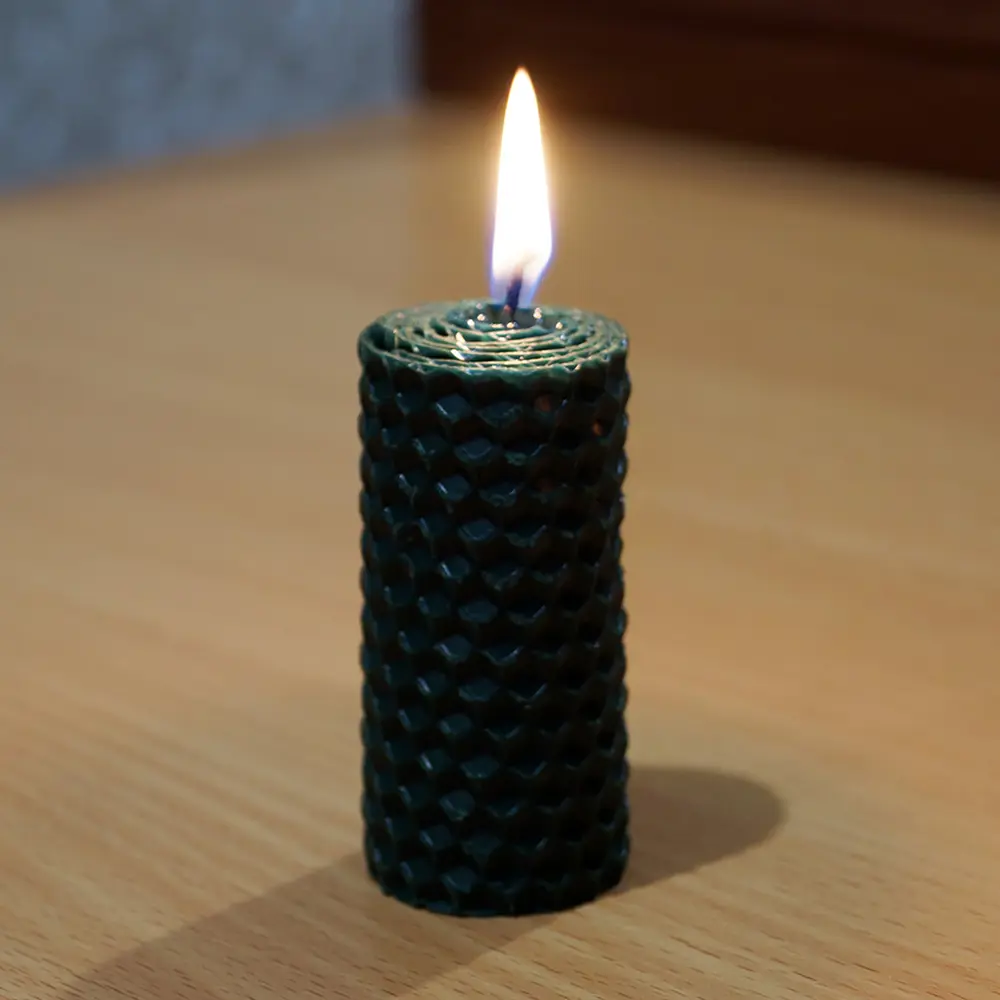Свеча вощинная цилиндр зеленый мох 3x6.5 см EVIS STLM-2121809 - Вид №2