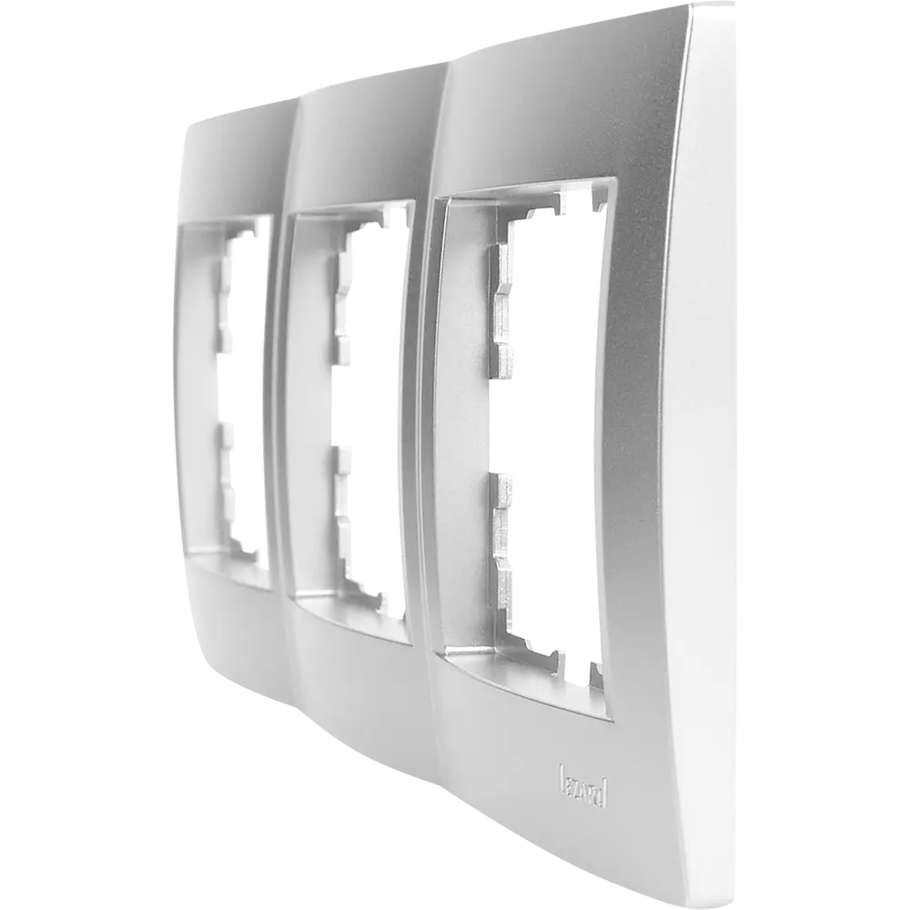 Рамка для розеток и выключателей Lezard Karina 3 поста горизонтальная цвет матовый серый STLM-2034200 - Вид №2