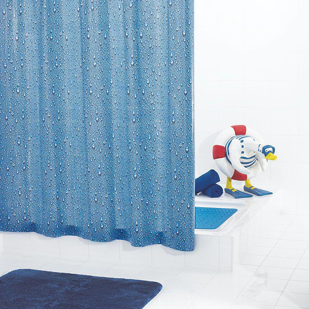 90255669 Штора для ванных комнат Drops синий/голубой 180х200см Шторка для ванной STLM-0152106 RIDDER