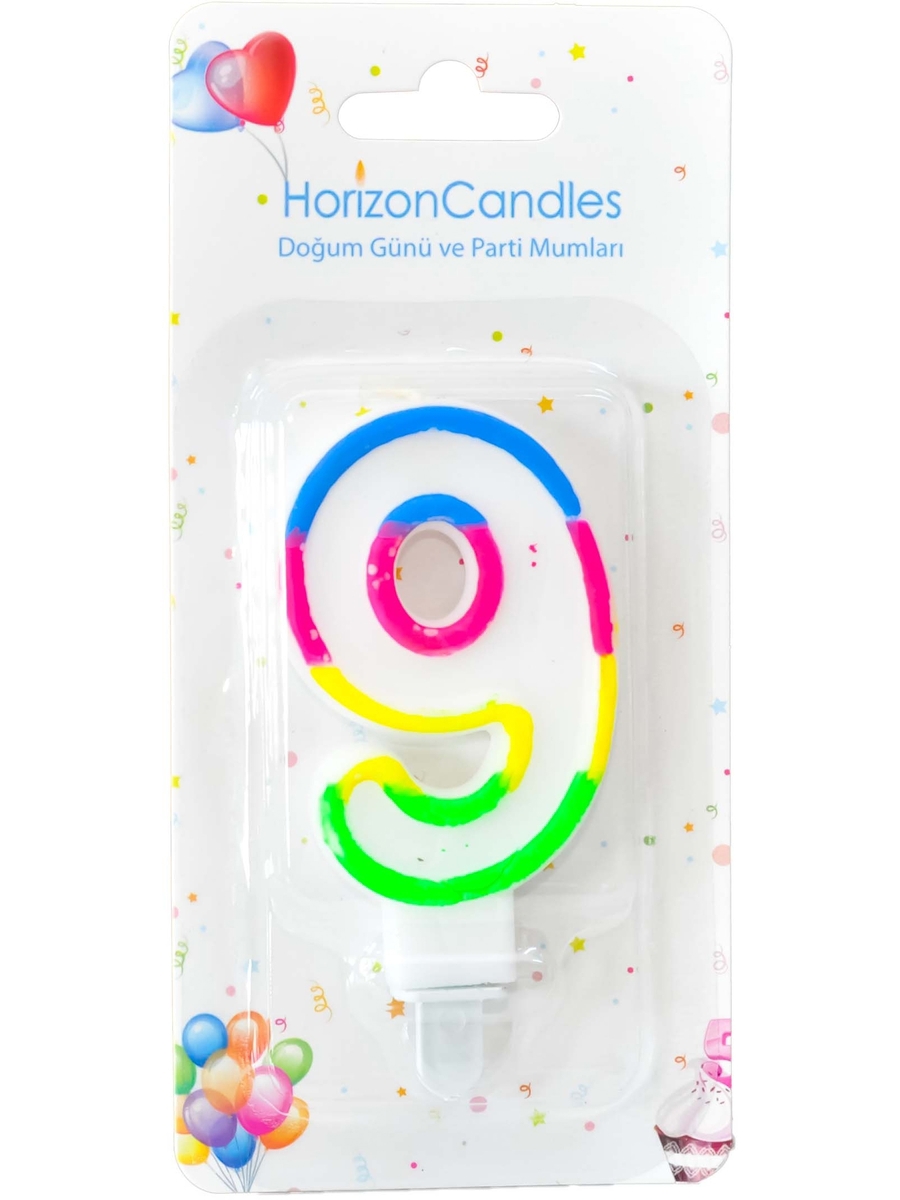 91017932 Свеча Horizon Candles для торта Цифра 9 разноцветная STLM-0443329 MIR LIGHT