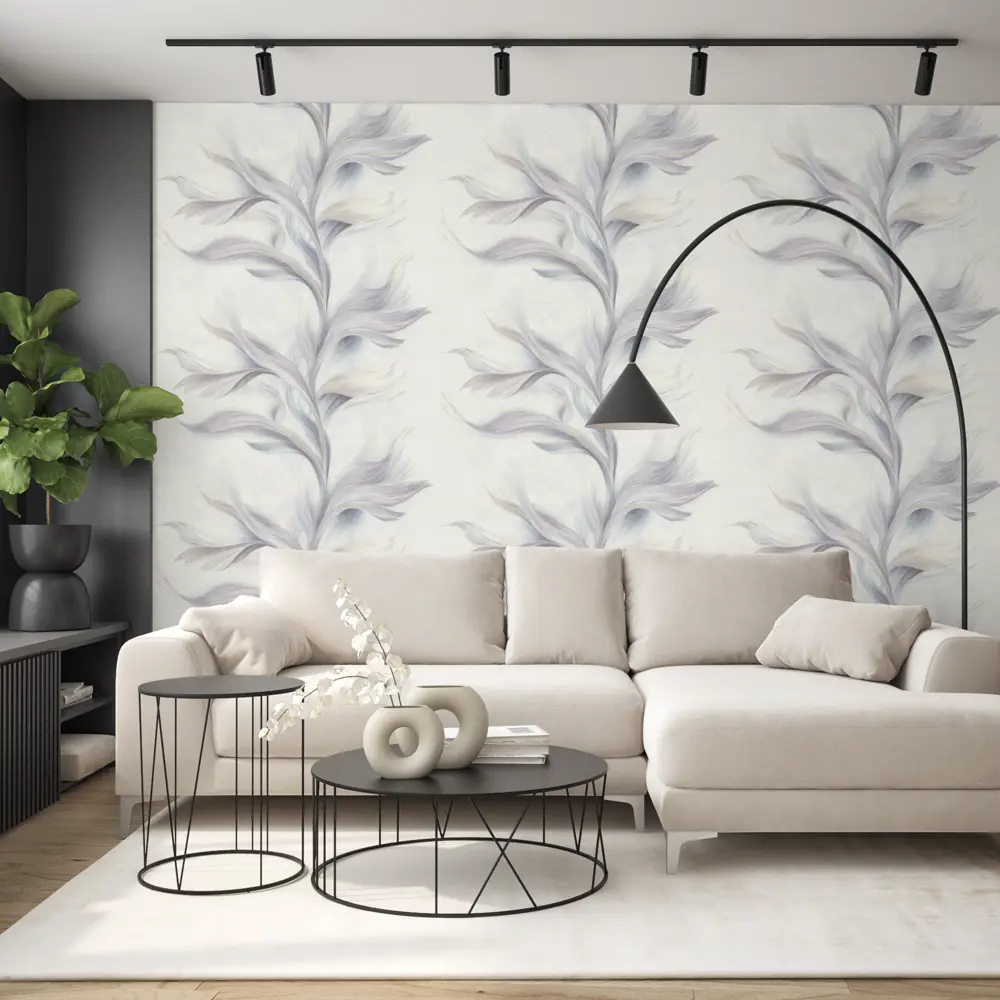 Флизелиновые обои Артекс Боттега серые с растительным рисунком 1.06 м 89409512 STLM-1576596 - Вид №4