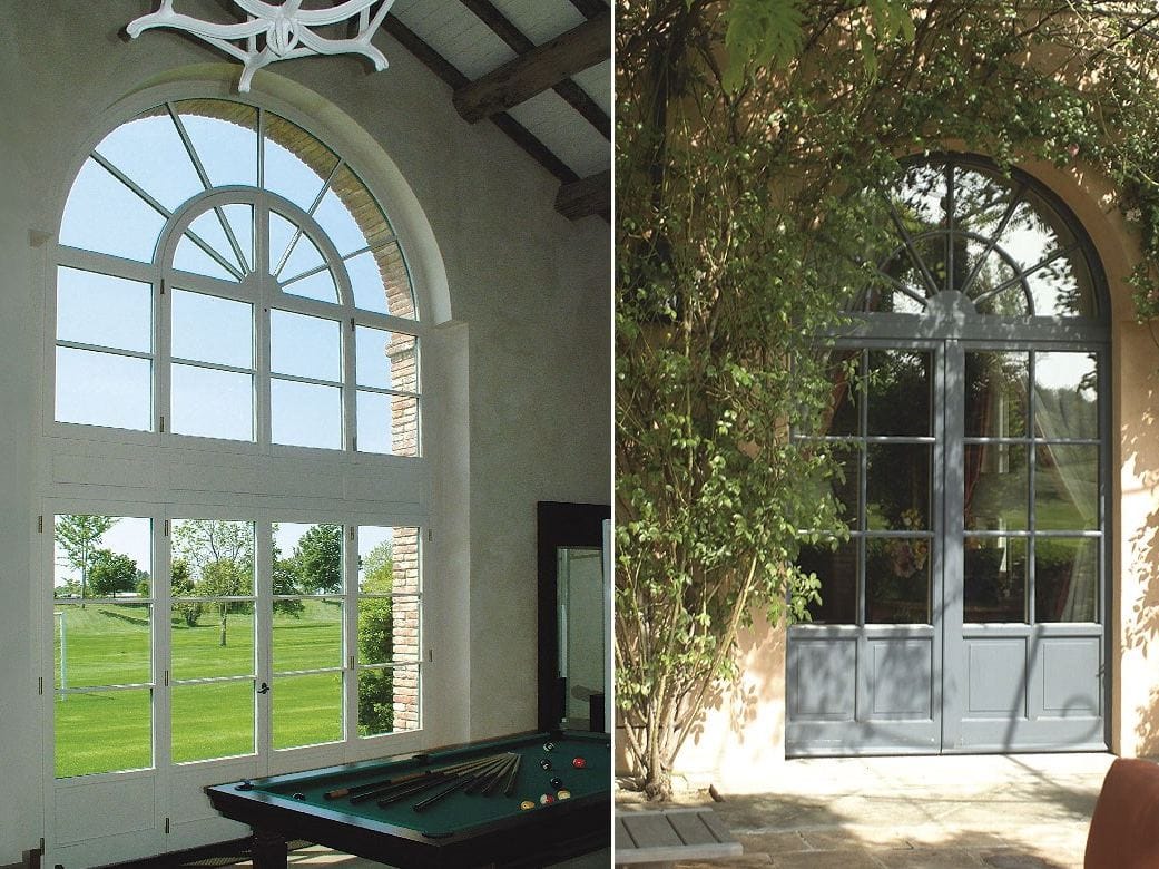 Наружная деревянная теплоизоляционная входная дверь со стеклянными панелями Capoferri Serramenti SC80-100 ARCH-00057915