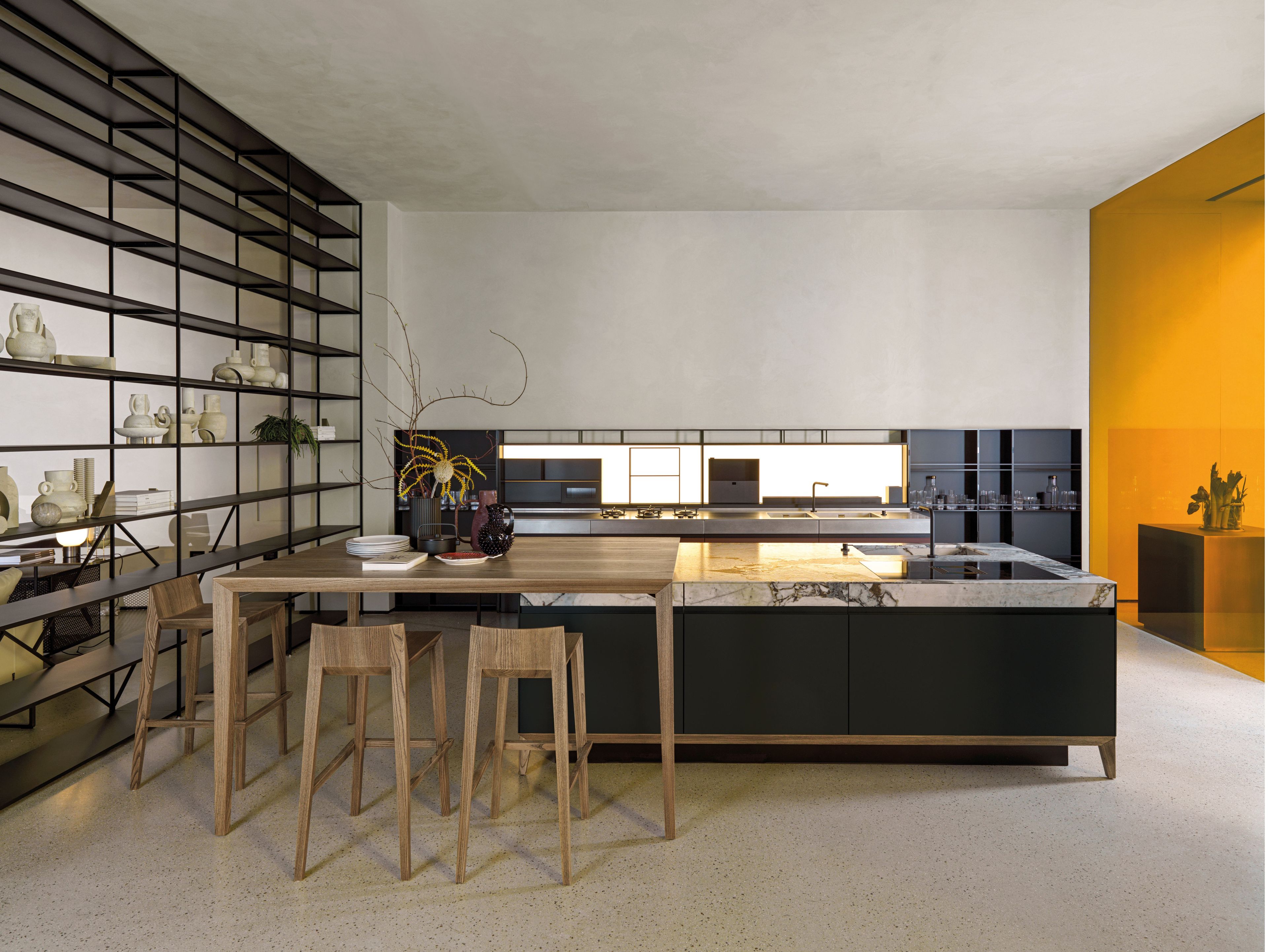 Встроенная кухня с островом без ручек Euromobil шесть ARCH-00021925