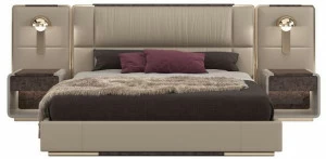 Reiggi Кожаная кровать со встроенными прикроватными тумбочками Helena Rb904