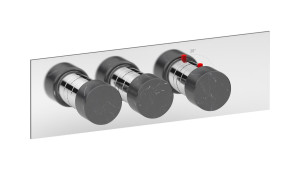 EUA221SRNMR_2 Комплект наружных частей термостата на 2 потребителей - горизонтальная прямоугольная панель с ручками Marmo IB Aqua - 2 потребителя