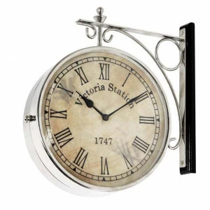 Часы настенные круглые 28 см бежевые Clock Station EICHHOLTZ ДИЗАЙНЕРСКИЕ 00-3883249 Бежевый;серебро