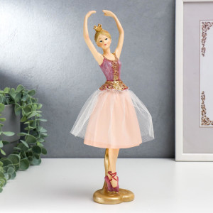 Фигурка сувенирная "Балерина в короне в розовой пачке с золотом" 30.5х8х9 см SIMALAND