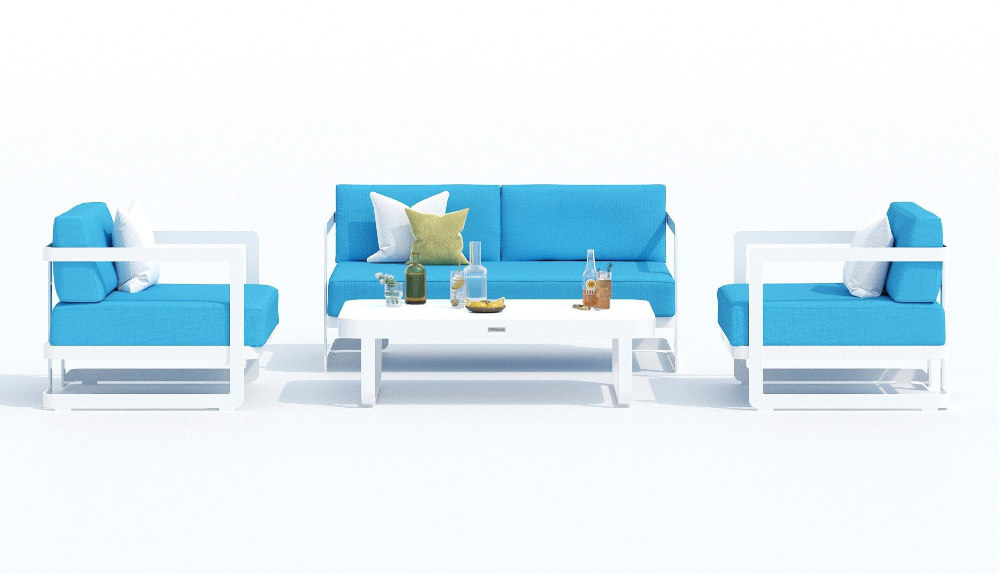 91038562 Садовая мебель для отдыха алюминий серый : стол, диван, 2 кресла Silena blue STLM-0452621 IDEAL PATIO OUTDOOR STYLE