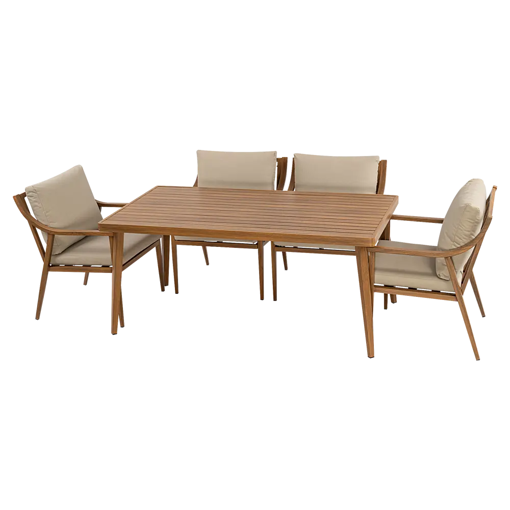 Набор садовой мебели для обеда с подушками  BEGINIA Komito Алюминий Стол, 4 кресла Бежевый; Коричневый STLM-2048315 - Вид №14