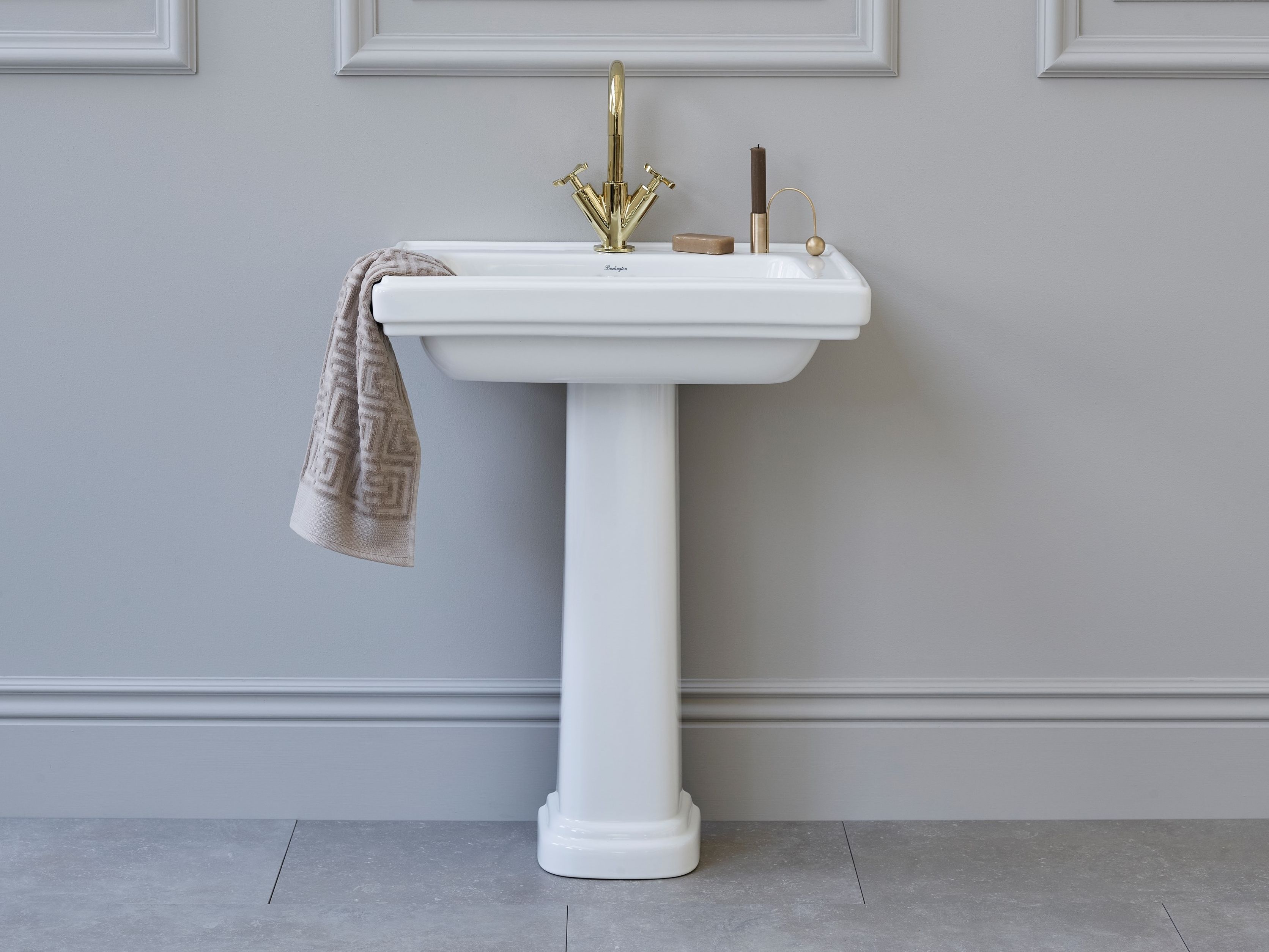 Одинарный умывальник из витражного стекла на колонне Burlington RIVIERA ARCH-00050278 - Вид №3