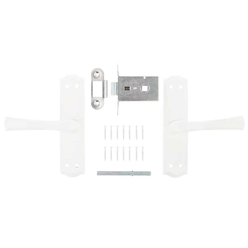 Дверная ручка на планке с защелкой Avers ЗЩ1-2-6, 190x54 мм, белая STLM-2008158 - Вид №1