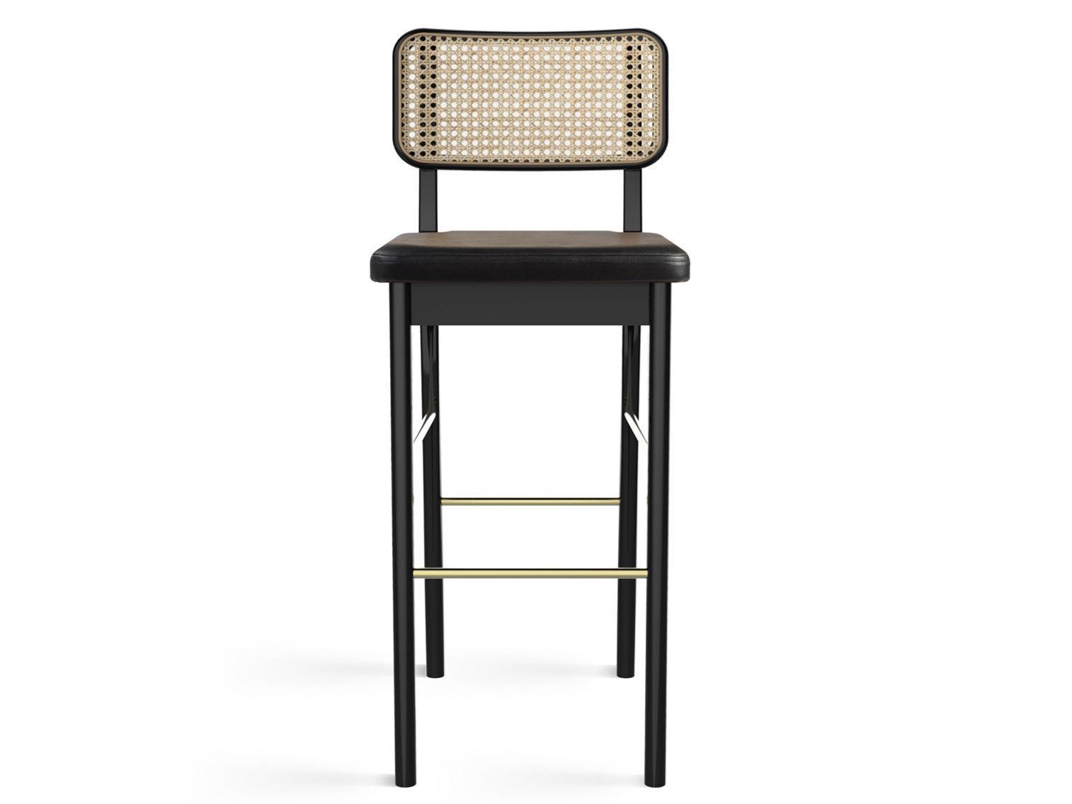 Высокий деревянный табурет со встроенной подушкой и плетеной спинкой RED EDITION плетеная ARCH-00035114 - Вид №1