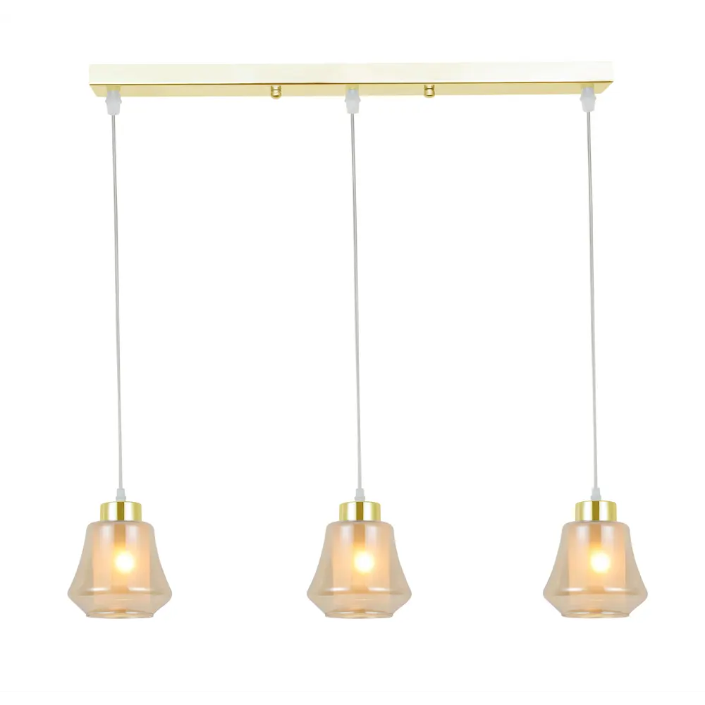 Светильник подвесной Edda 3 лампы 10 м² цвет золотой Rivoli STLM-2144442