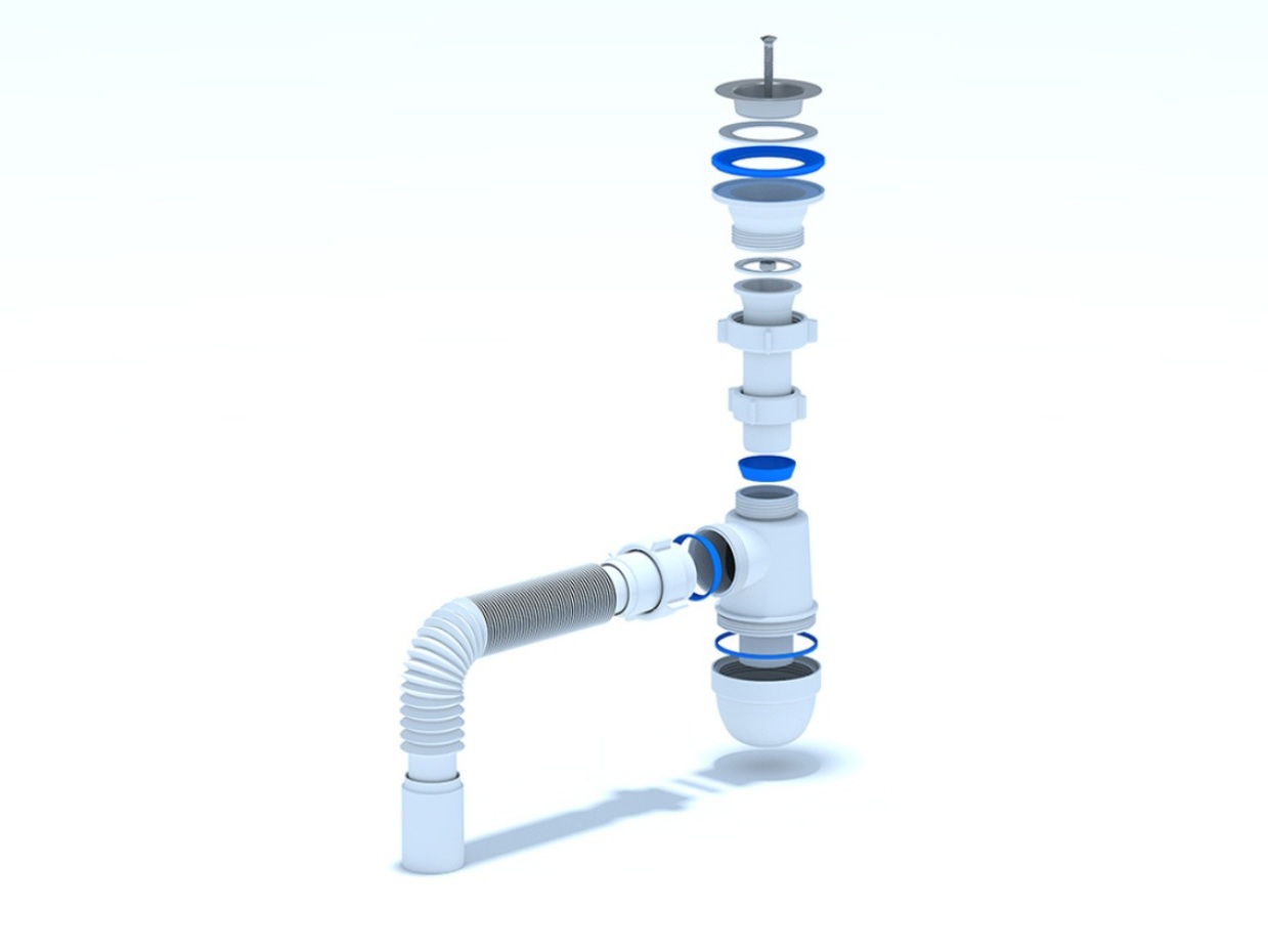 91077628 Сифон для раковины С0105 D40 мм белый STLM-0472128 АНИ ПЛАСТ