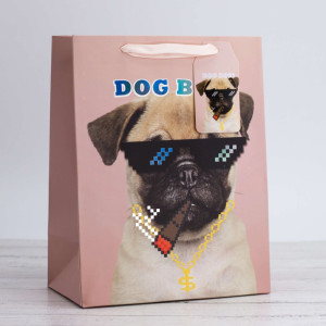 90822402 Пакет подарочный (S) "Thug life" dog pink 18х23х10 см STLM-0398126 NOBRAND