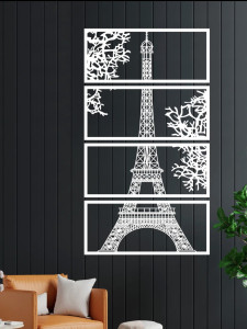 90408918 Декоративное деревянное панно "Париж" малое цвет белый STLM-0218838 ARTCORE