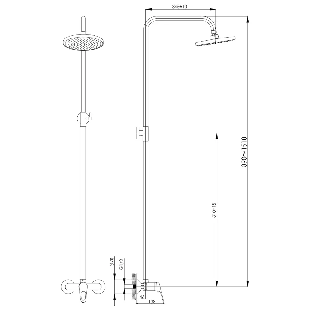 Верхний душ со смесителем Rossinka Silvermix LRB35-44 тропический дождь STLM-2123048 - Вид №1