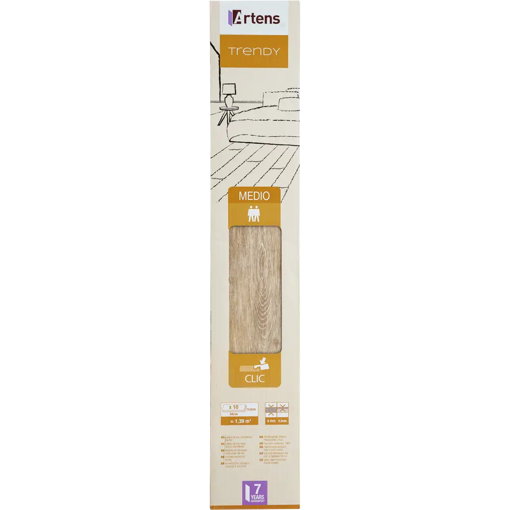 ПВХ плитка «Trendy Natural» 4/0.3 мм 1.39 м² ARTENS STLM-2149369 - Вид №5
