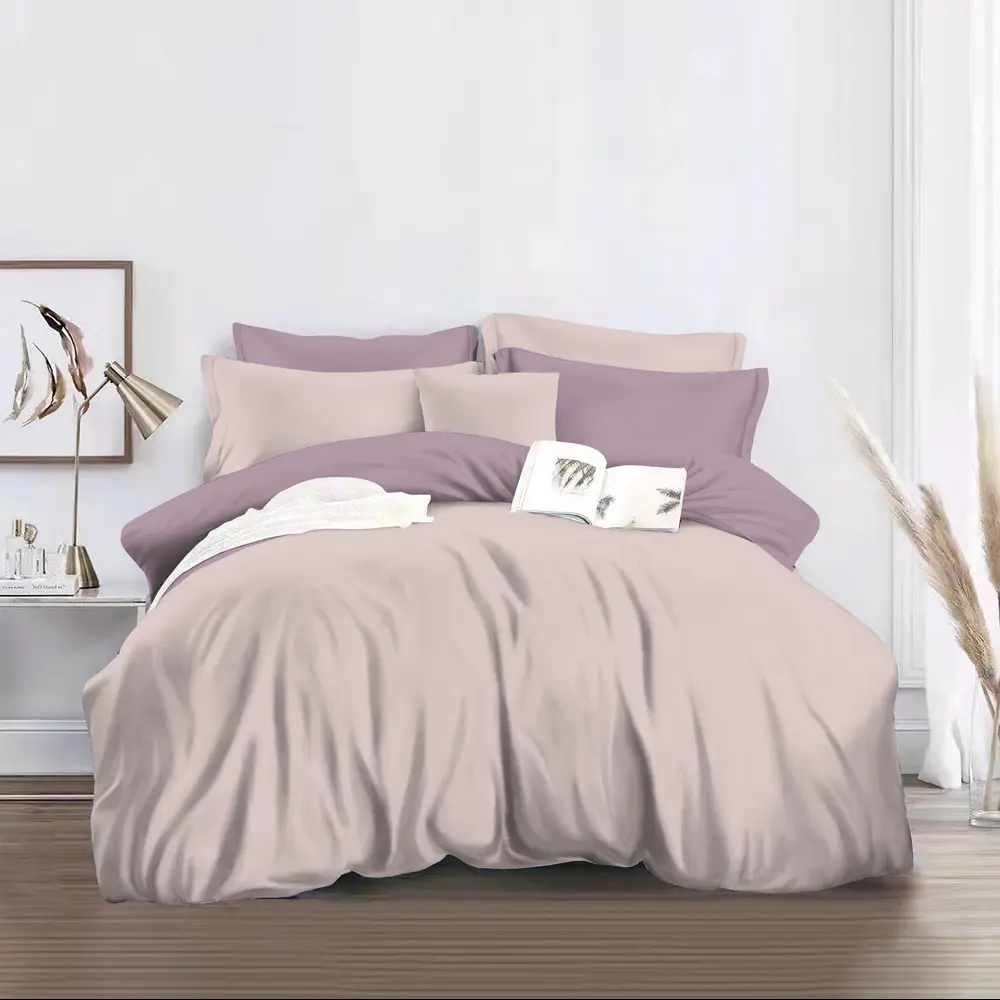 Комплект постельного белья Minimalism 471 евро полисатин бежево-розовый 89397783 STLM-2024340 Santreyd 