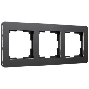 90619945 Рамка для розеток и выключателей Platinum черный алюминий 3 поста цвет черный STLM-0310955 WERKEL