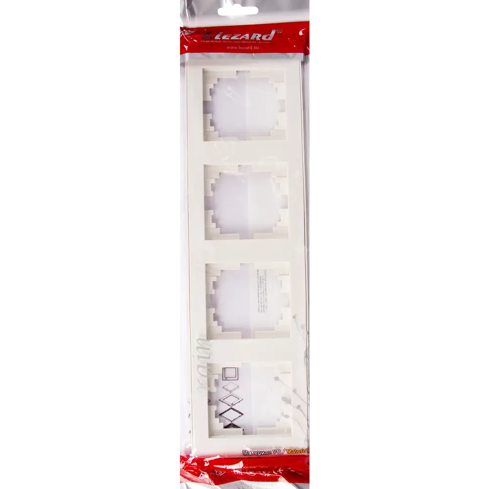 Рамка для розеток и выключателей Lezard Rain вертикальная 4 поста цвет белый STLM-2180173 - Вид №4