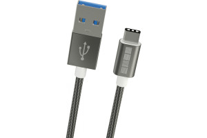 19003776 Кабель TypeC-USB A USB 3.0 2.0m нейлон SpaceGray 53163 Interstep