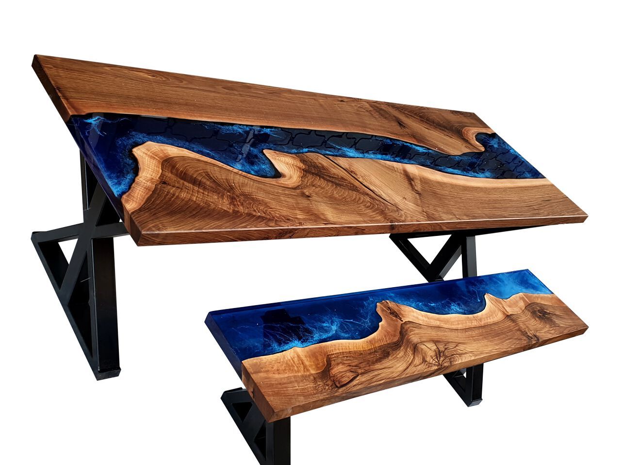 Скамейка / стол из орехового дерева и смолы Legnor LEG2408738 ARCH-00064476 - Вид №1