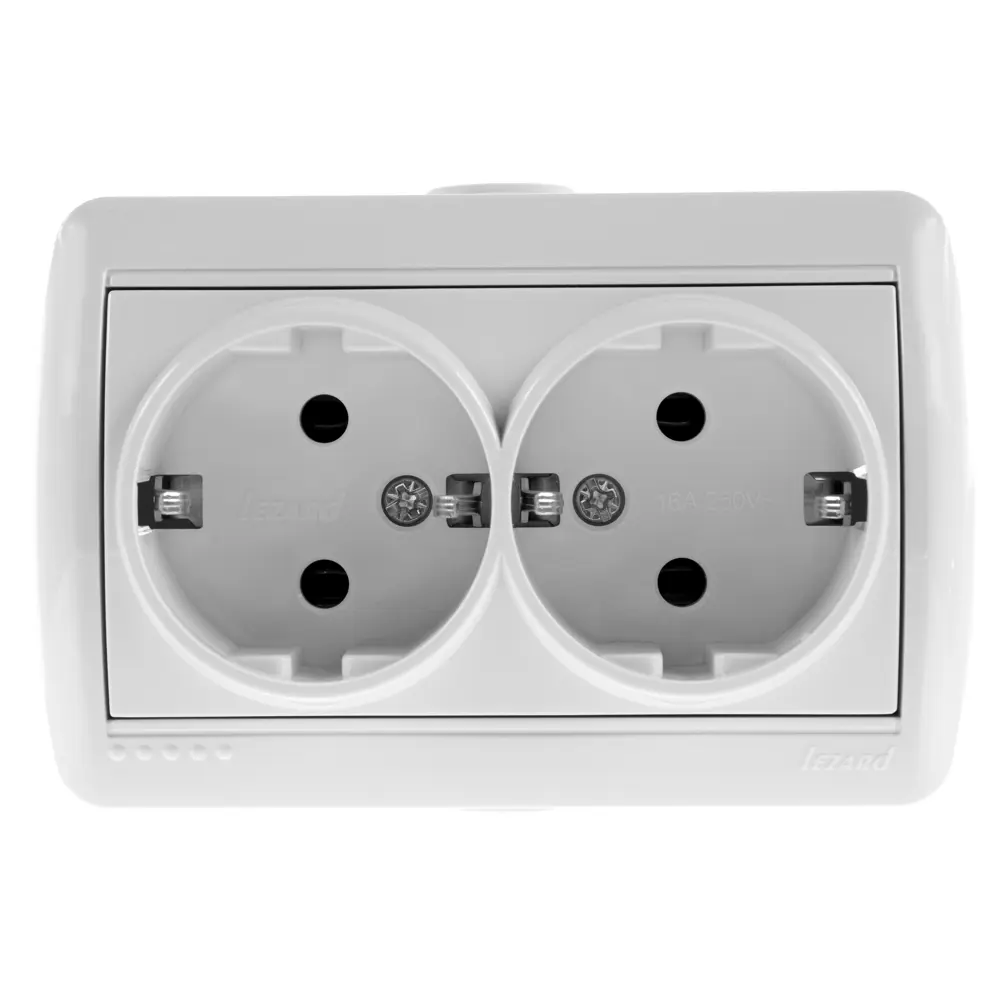Розетка керамическая Lezard Nata 2 разъема с заземлением цвет белый STLM-2190617
