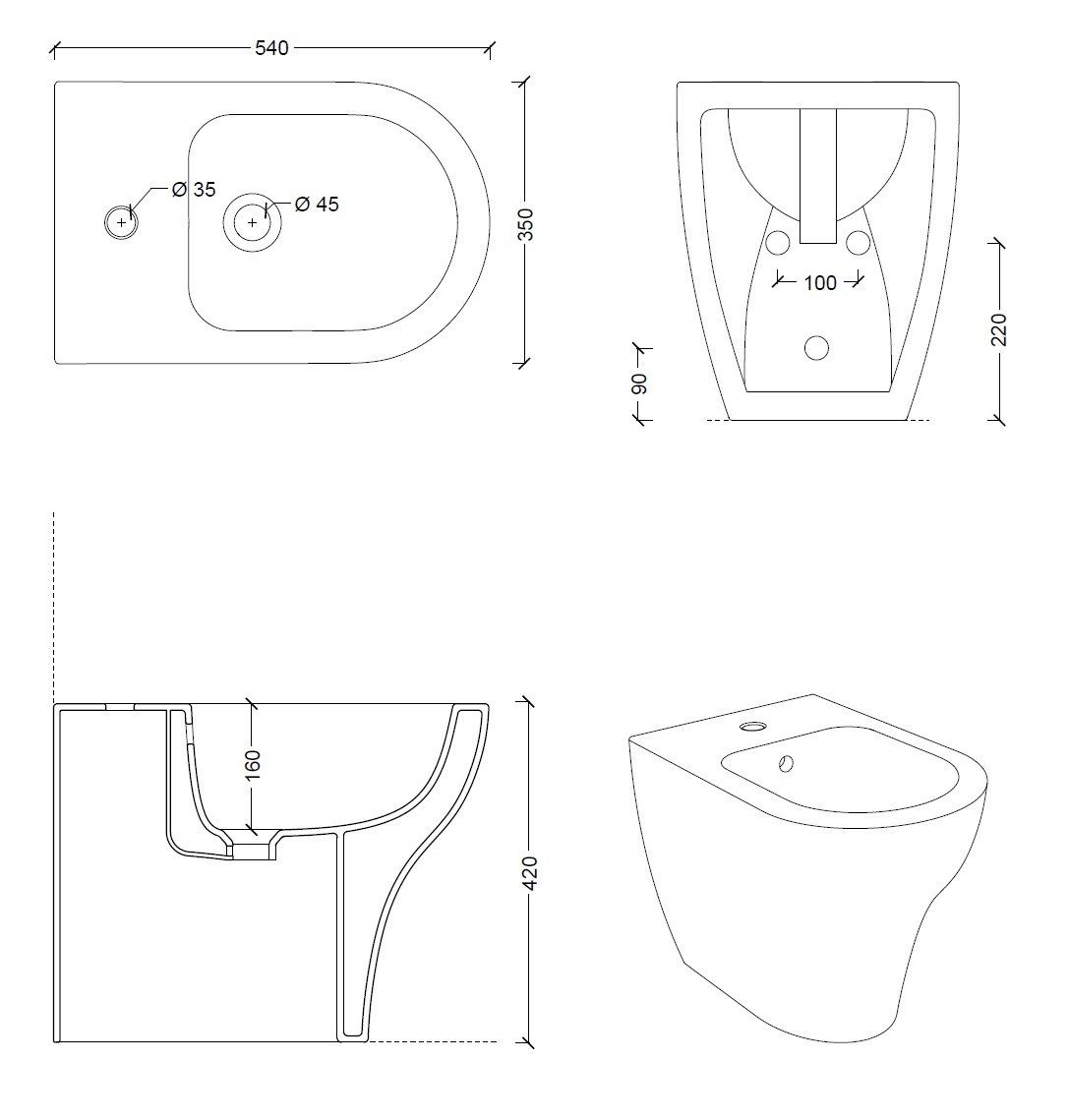 Напольное керамическое биде Alice Ceramica уникальная ARCH-00082763 - Вид №11