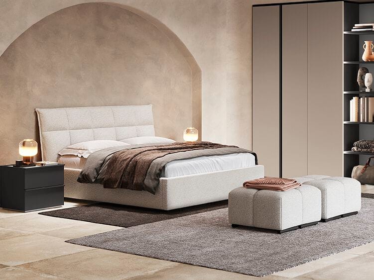 Двуспальная кровать из ткани с мягким изголовьем Febal Casa PHILIPPE ARCH-00079183