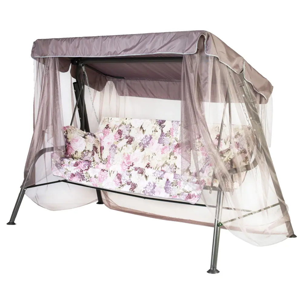 Качели садовые Naterial Портобелло 3-х местные (до 210 кг) серый/ белый/ розовый STLM-2200077