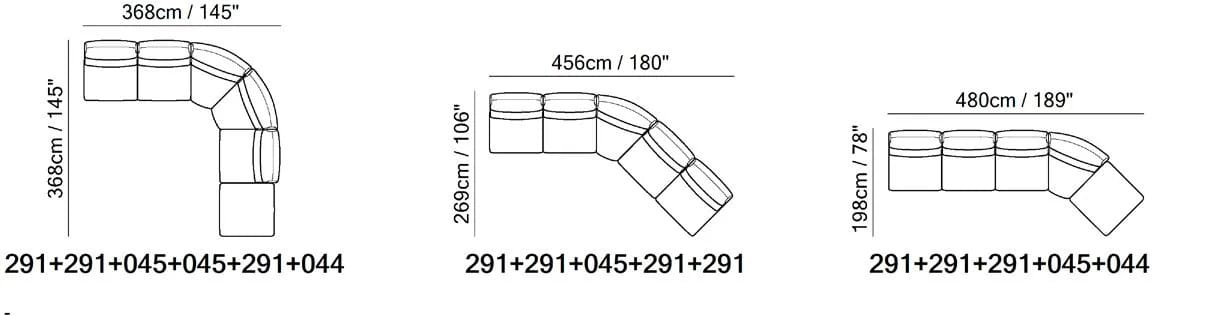 Тканевый изогнутый модульный диван Natuzzi Italia момент ARCH-00090188 - Вид №9
