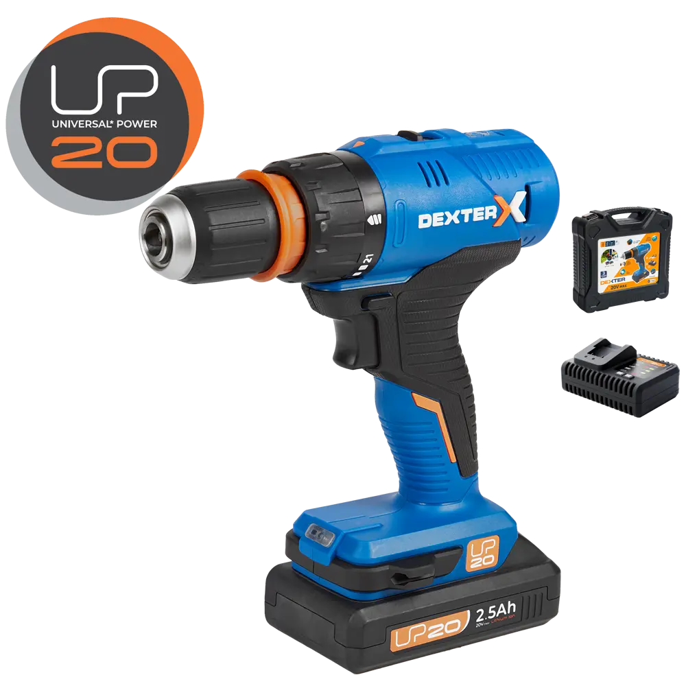 Дрель аккумуляторная Dexter 20VSD2-35RCA.1A, 20 В Li-Ion 2.5 Ач STLM-2050147