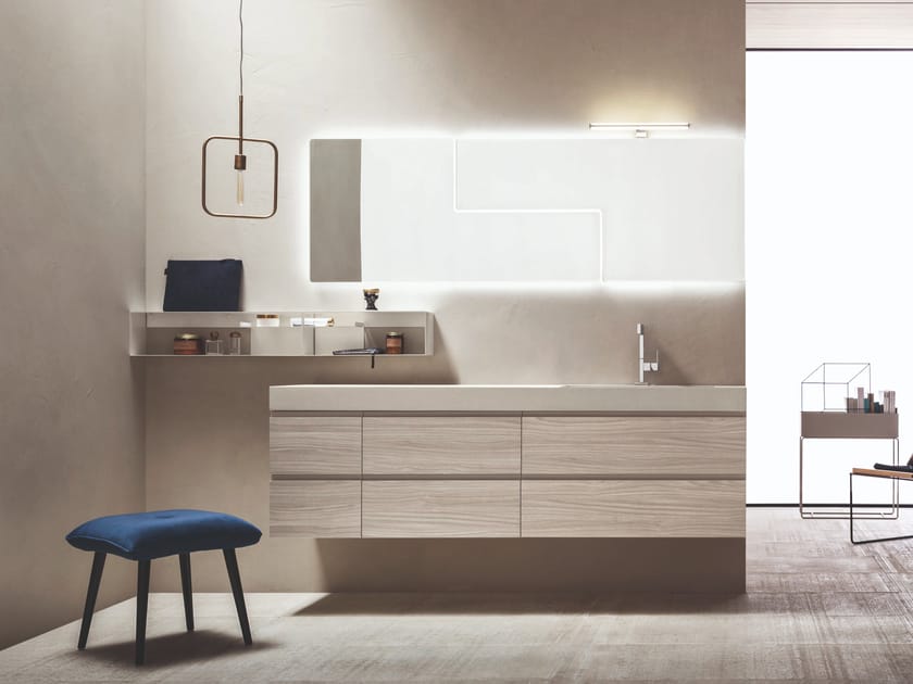 Деревянный подвесной шкаф для умывальника с выдвижными ящиками ARBLU Hito ARCH-00106395