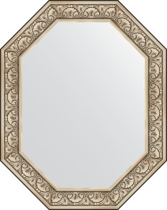 BY 7248 Зеркало в багетной раме - барокко серебро 106 mm EVOFORM Octagon