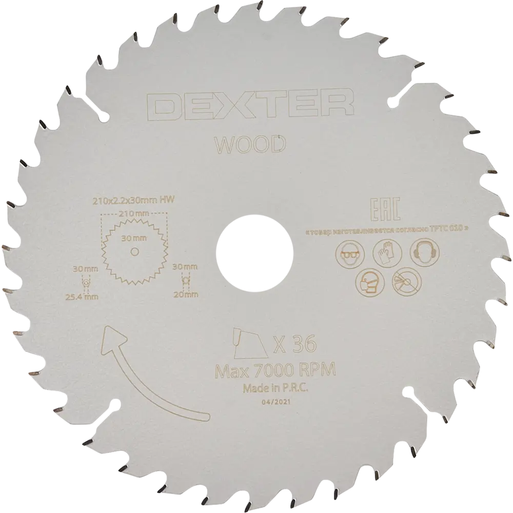 Диск циркулярный по дереву Dexter 210x30/25.4/20 мм 36 зубов STLM-2171088