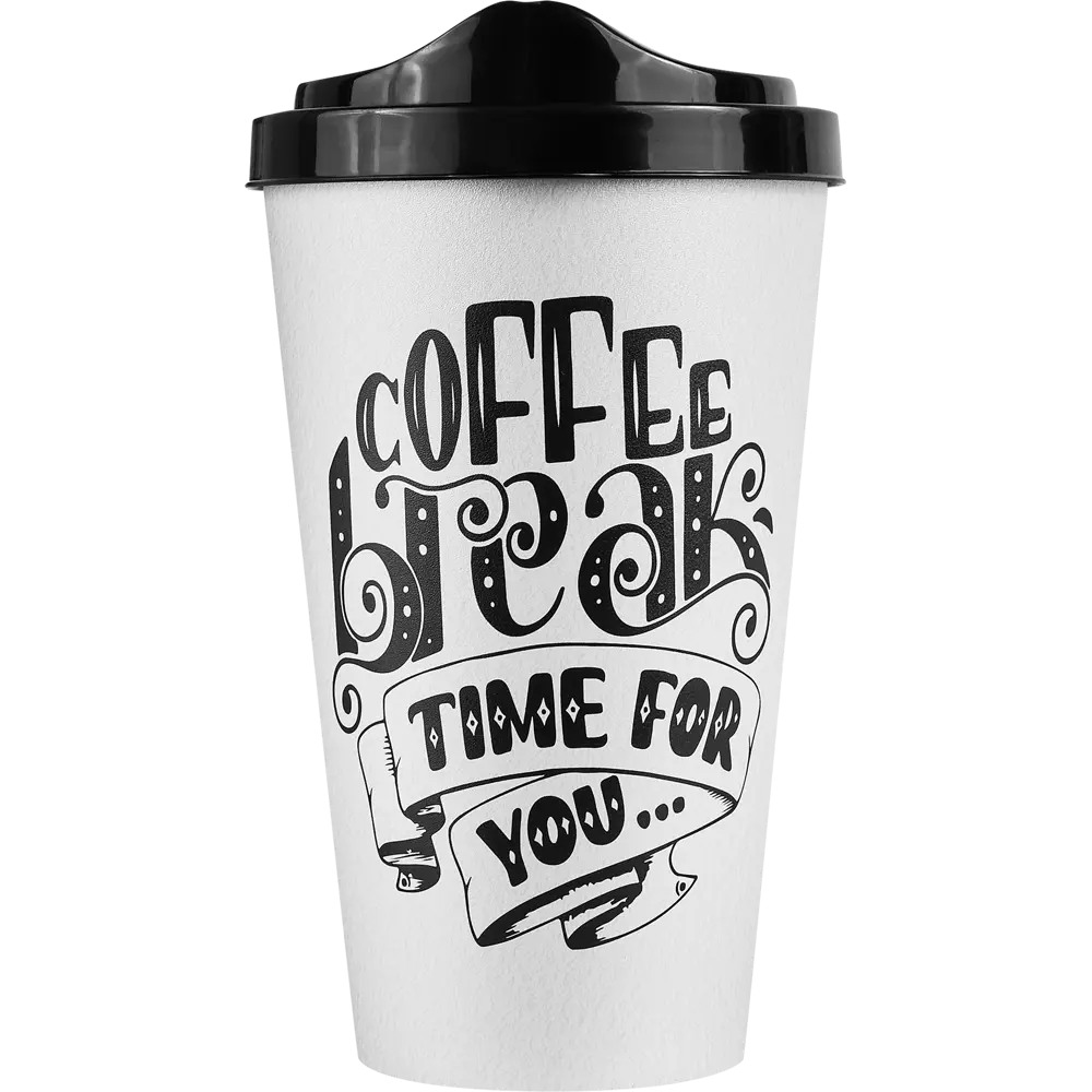 Стакан с крышкой Delinia Coffe Break 550 мл пластик цвет черный 88780885 STLM-2211898  - Вид №2