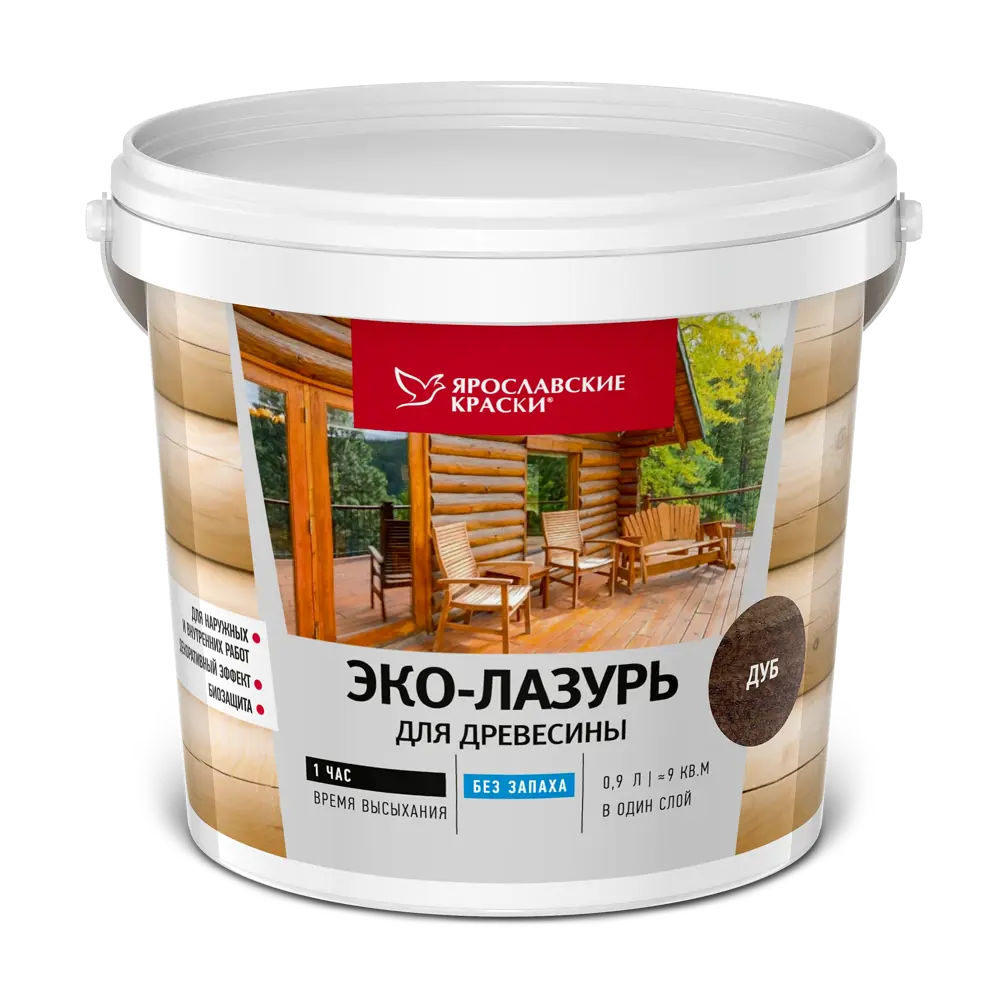 ЯРОСЛАВСКИЕ КРАСКИ Эко-Лазурь для древесины с защитой от плесени, цвет Дуб 0.9 л 83306803 STLM-0040304 - Вид №1