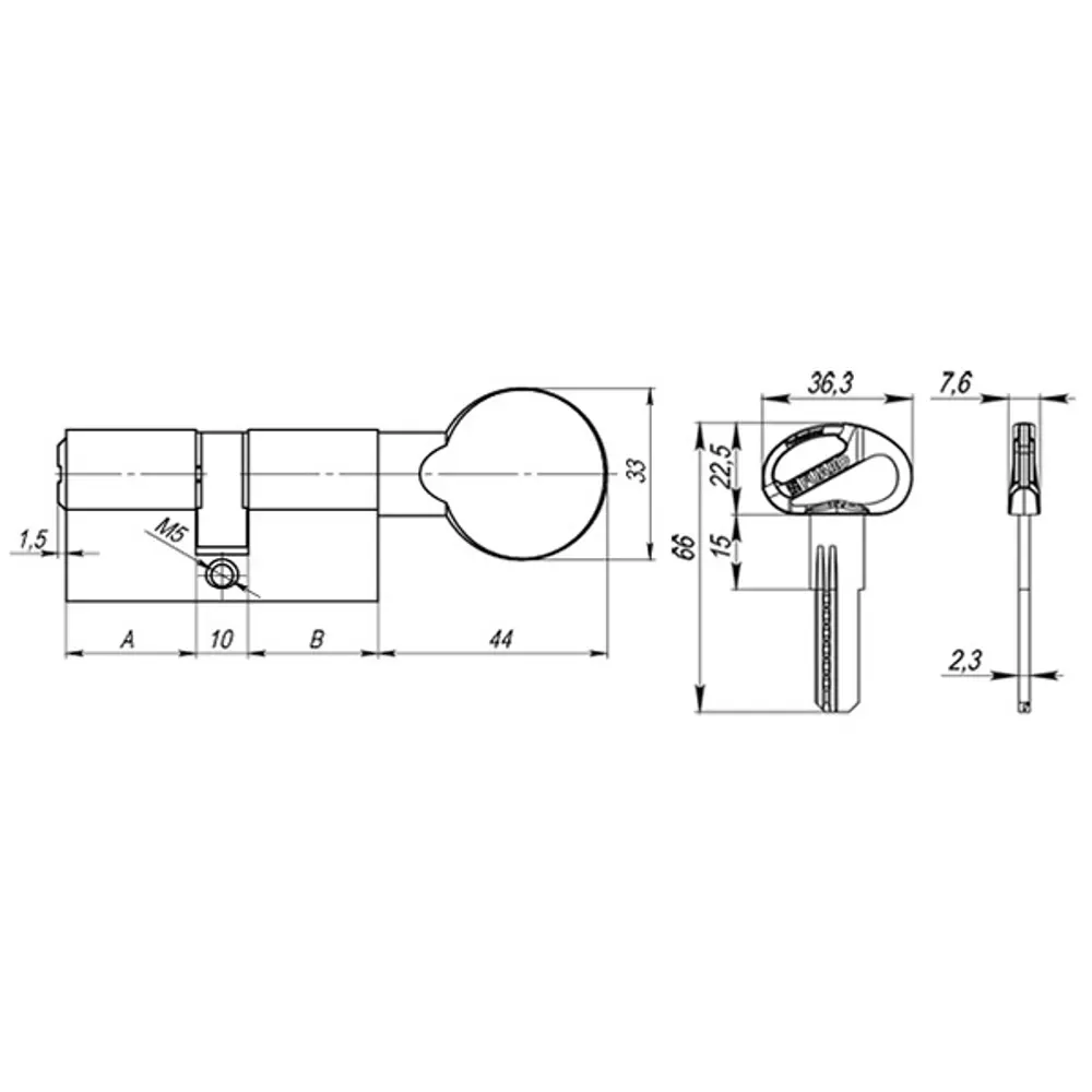 Цилиндр Fuaro D-PRO502, 120 мм, ключ/вертушка, цвет хром STLM-2057061 - Вид №4