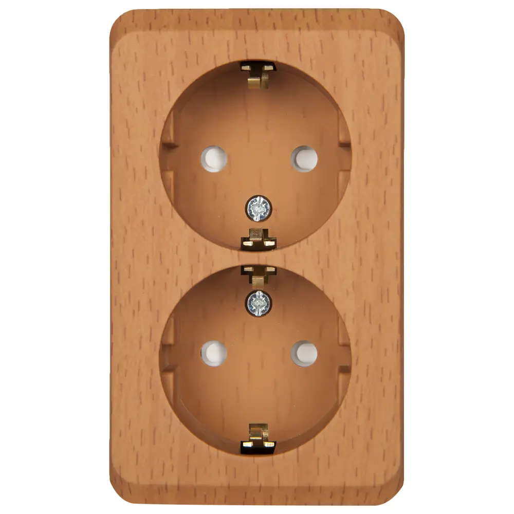 Розетка Schneider Electric Этюд 2 разъема с заземлением шторки цвет бук STLM-2045980