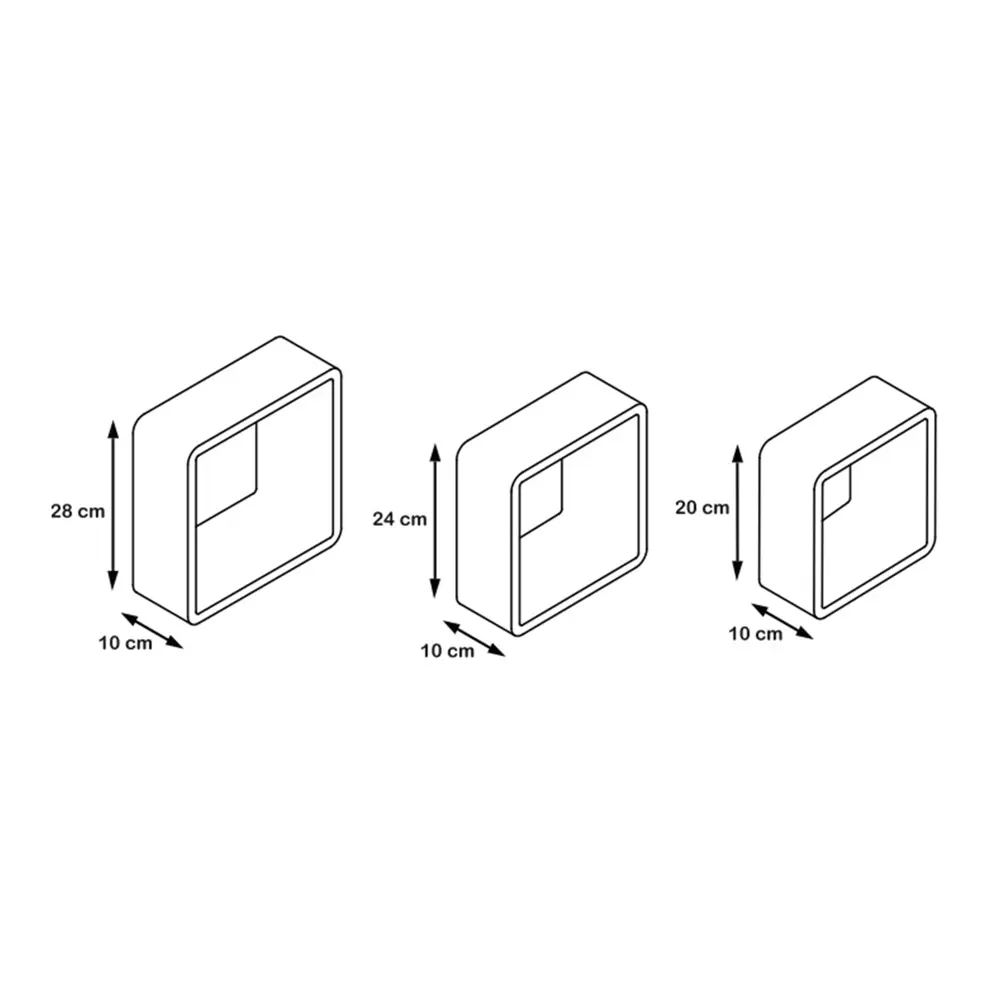 Набор настенных полок 20x20 см/24x24 см/28x28 см МДФ цвет жёлтый 3 шт SPACEO STLM-2190552 - Вид №3
