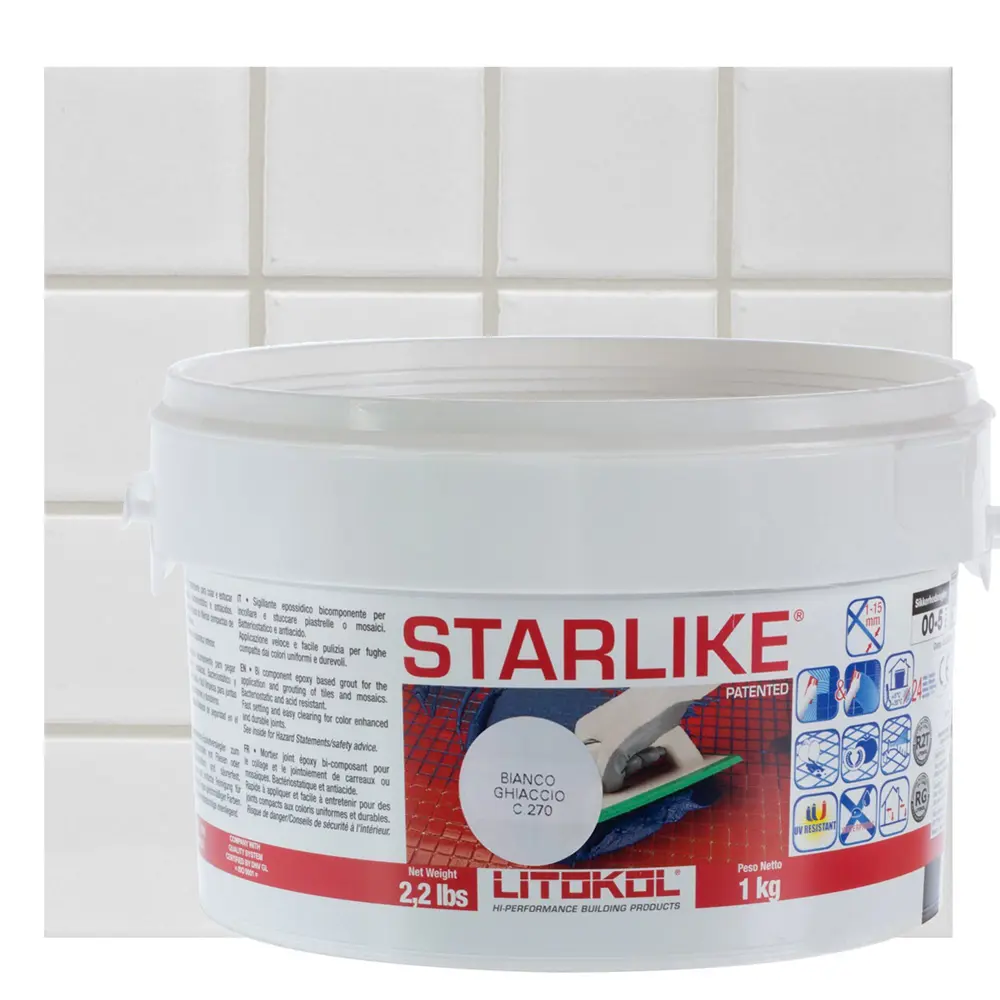 Затирка эпоксидная Litokol Litochrom Starlike C.270 цвет белый 1 кг Без серии STLM-2194289