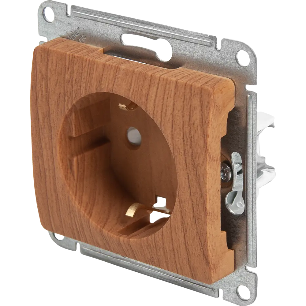 Розетка встраиваемая Systeme Electric Glossa с заземлением со шторками цвет дуб STLM-2004907 - Вид №1