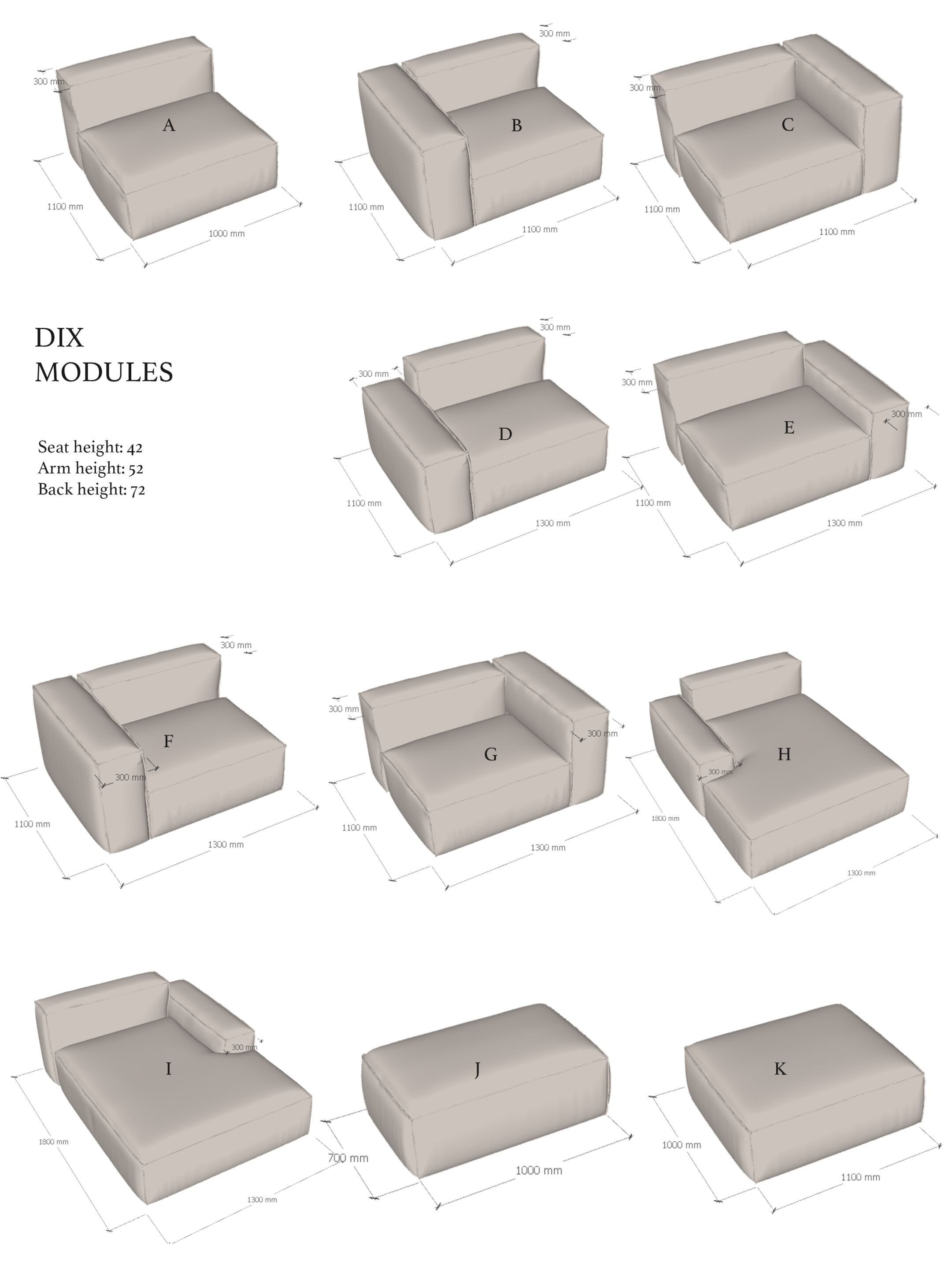 Модульный тканевый диван Collett & Victor DIX ARCH-00093400 - Вид №3