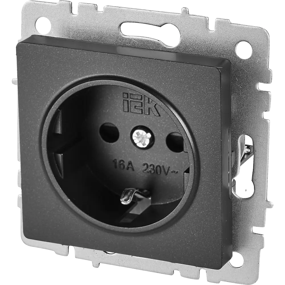 Розетка IEK Brite черная с защитными шторками и заземлением 87761554 STLM-1549099 - Вид №1