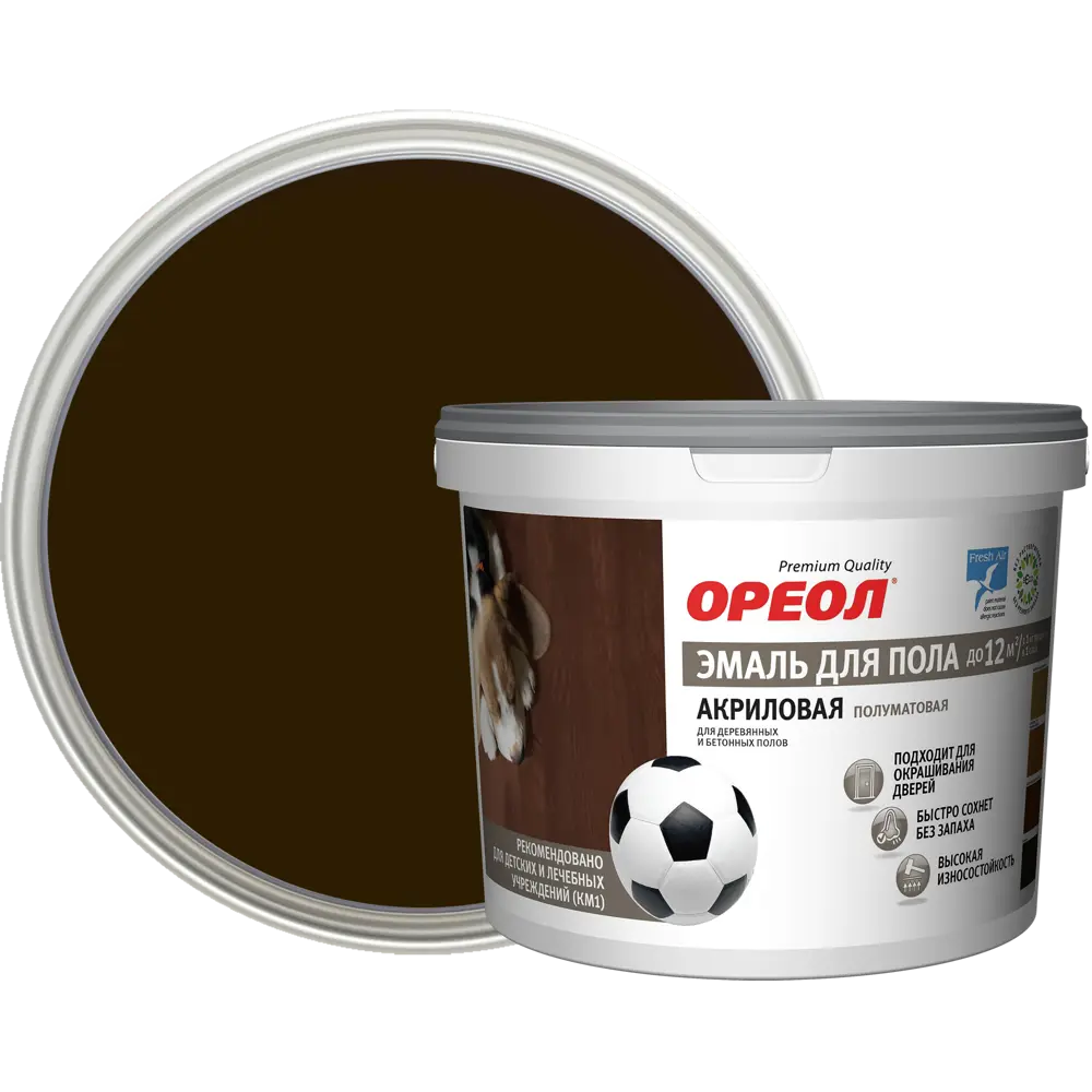 Акриловая эмаль ОРЕОЛ для пола и дверей цвет венге 2,3 кг 84439744 STLM-0050062