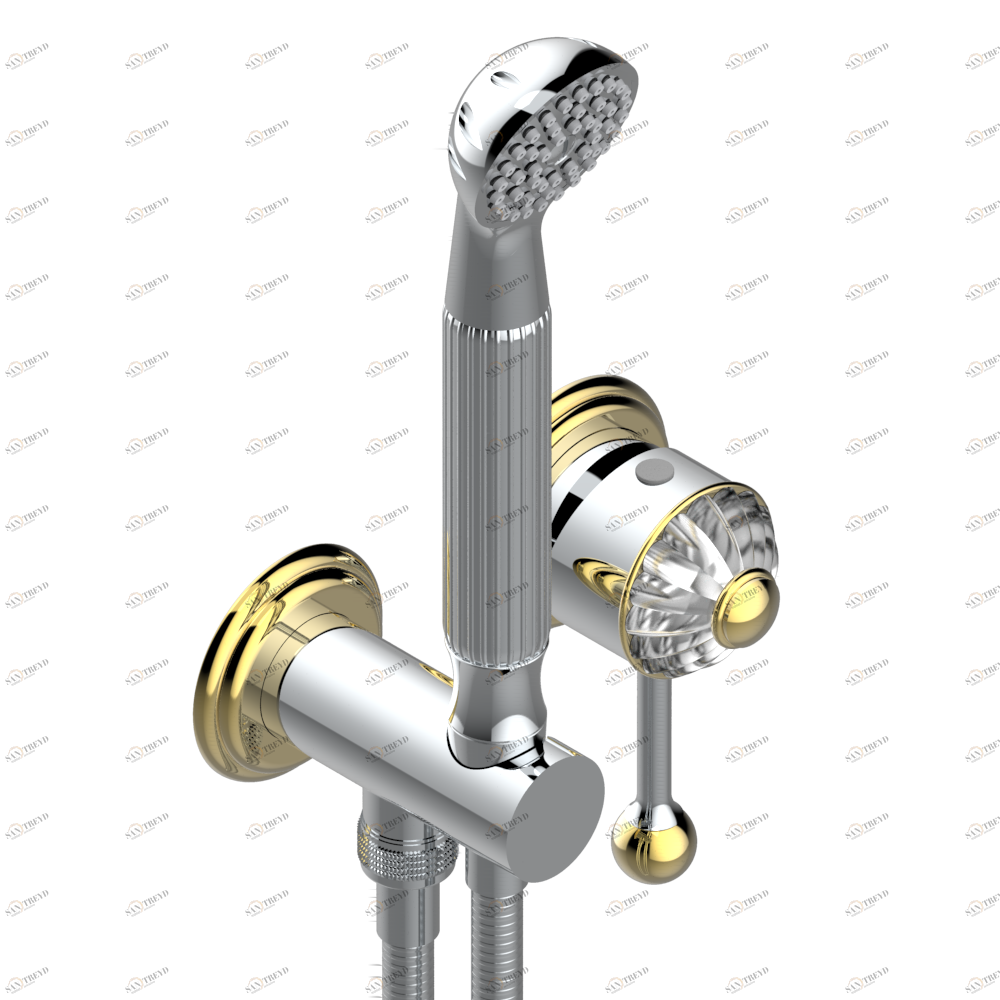 U1D-6561B Trim only for wall mixer with complete handshower on hook Thg-paris Mandarine со светлым хрусталём Хром/золото U1D 6561B CAT.A