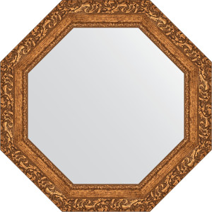 BY 3773 Зеркало в багетной раме - виньетка бронзовая 85 mm EVOFORM Octagon